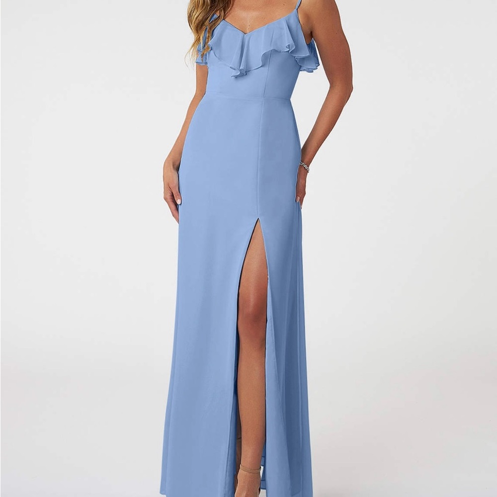 New Azazie Natalia Dusty blue dress